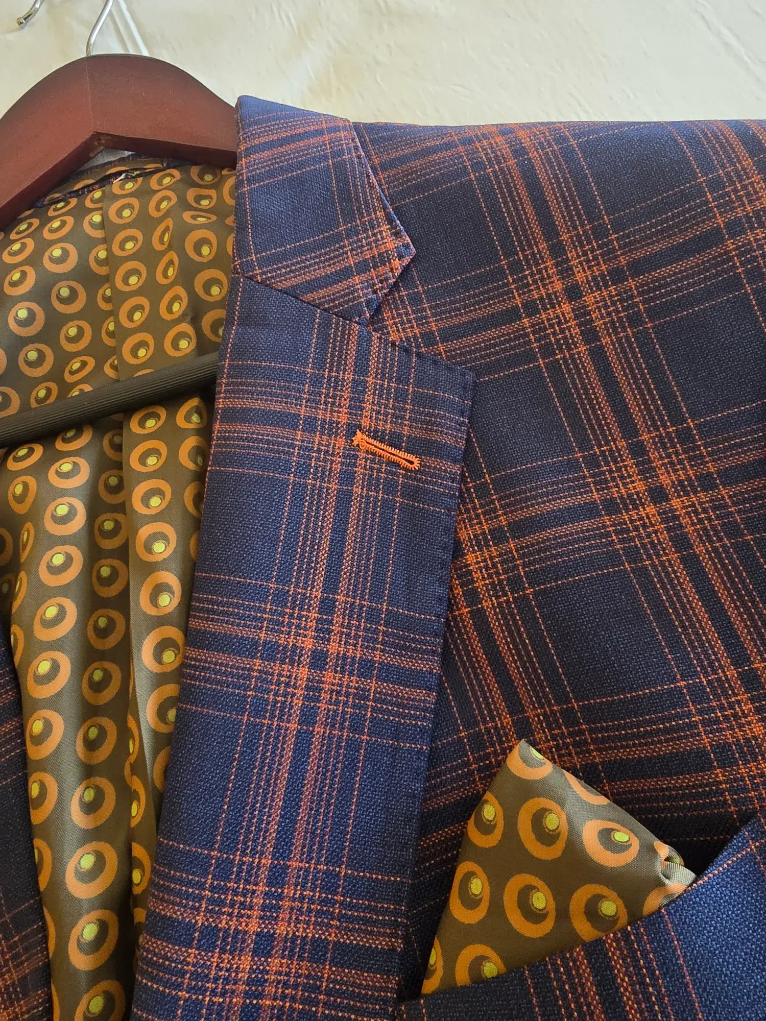 Plaid jacket with gold lining