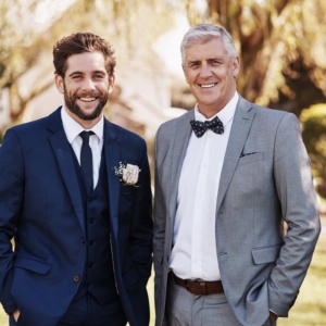 Groom,,Wedding,And,Portrait,Of,A,Man,And,Dad,Outdoor